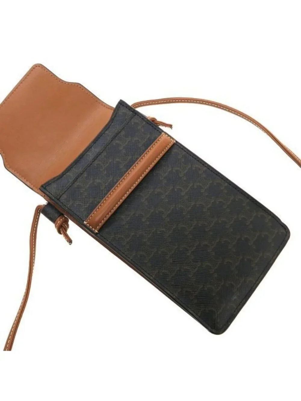 Celine Mobile Pouch Triomphe Canvas &lambskin